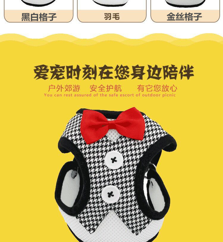 New Dog Hand Holding Rope Pet Bow Dress Chest and Back Leash Set Cat Dog Leash Dog Leash Supplies