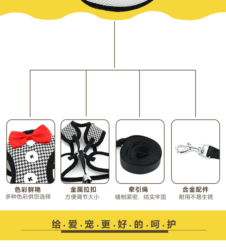New Dog Hand Holding Rope Pet Bow Dress Chest and Back Leash Set Cat Dog Leash Dog Leash Supplies