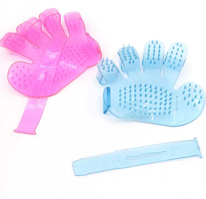 Transparent Five-Finger Bath Brush Rub Massage Brush Pet Gloves
