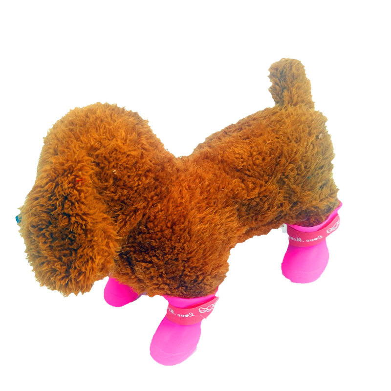 Factory Direct Sales Pet Silicone Rain Boots Anti-Dirty Non-Slip Waterproof Pet Shoes Small Dog Teddy Rain Boots