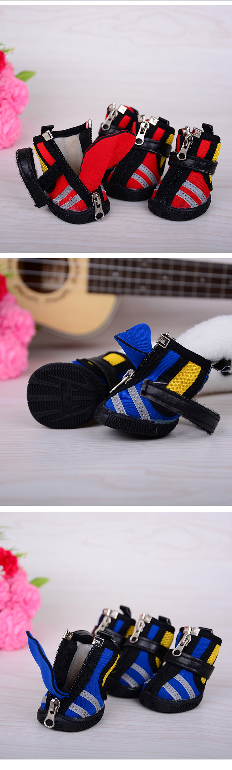 Lanboer pet shoes, pet shoes reflective striped small dog shoes, American and European windproof dog shoes.