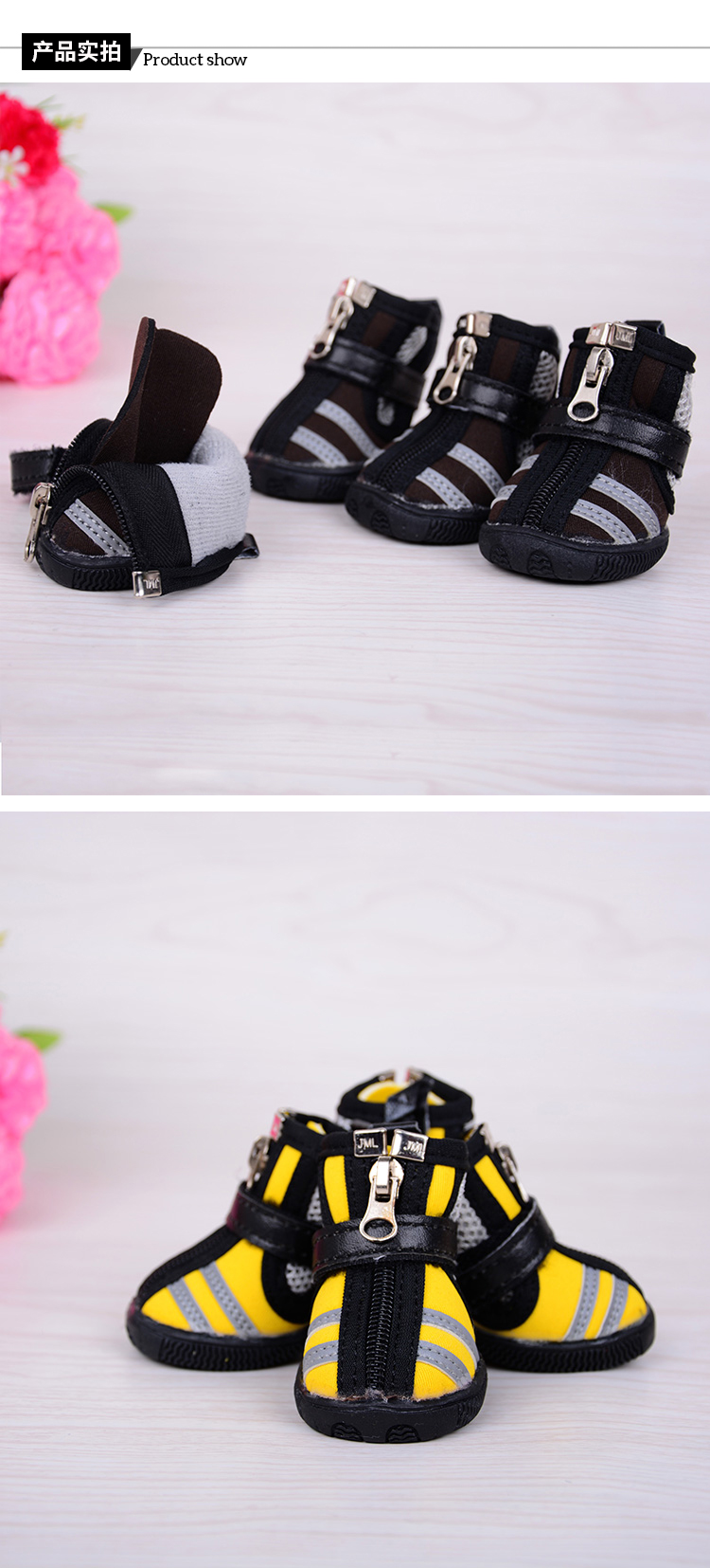 Lanboer pet shoes, pet shoes reflective striped small dog shoes, American and European windproof dog shoes.