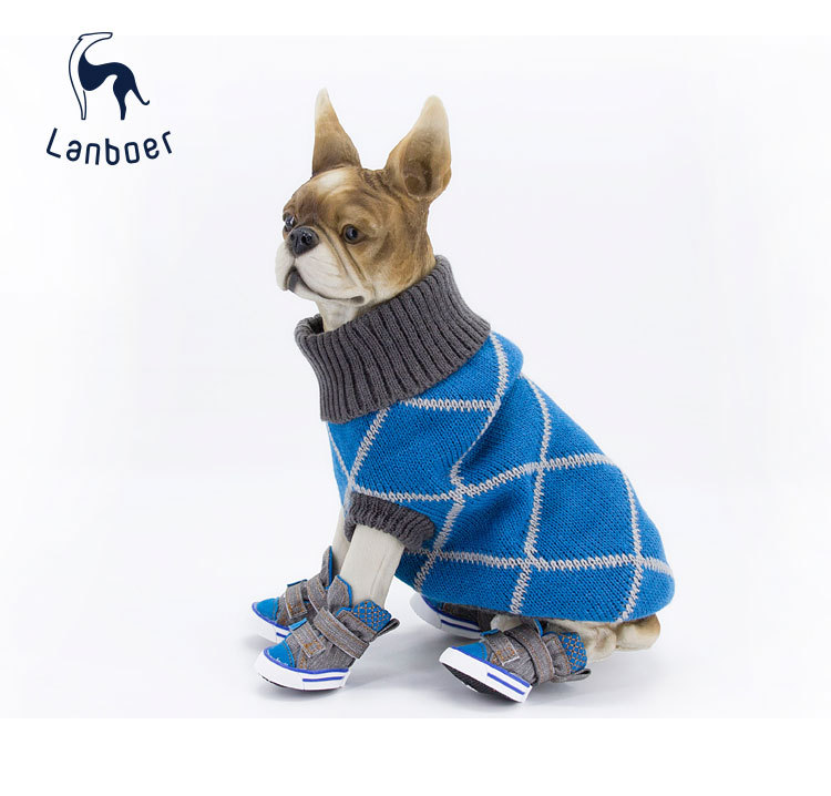 Lanboer blue Boer pet shoes new sports skid resistant canvas shoes small and medium sized dog shoes Lanboer blue Boer pet shoes new sports skid resistant canvas shoes small and medium sized dog shoes