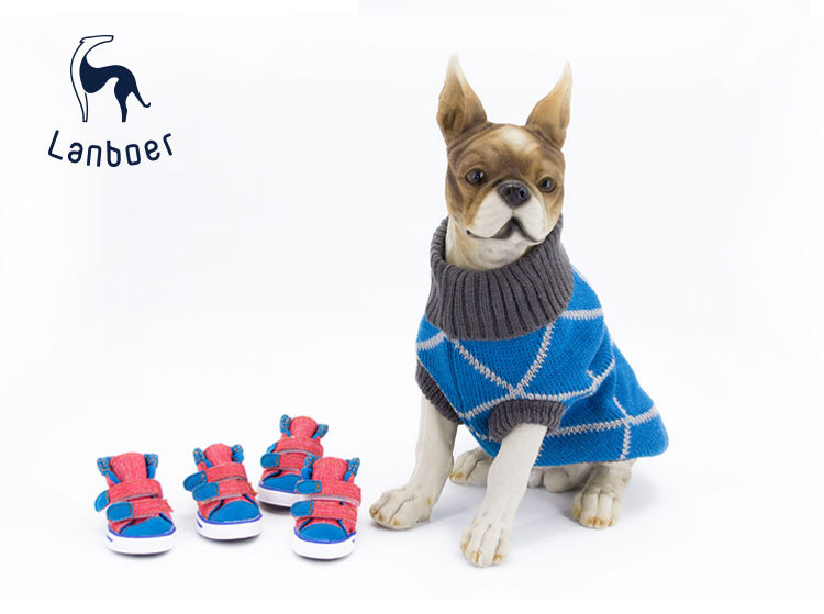 Lanboer blue Boer pet shoes new sports skid resistant canvas shoes small and medium sized dog shoes Lanboer blue Boer pet shoes new sports skid resistant canvas shoes small and medium sized dog shoes