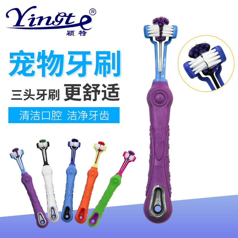 Pet Supplies Pet Toothbrush Dog Three Toothbrush Pet Oral Cleaning Large Dogs Supplies Toothbrush
