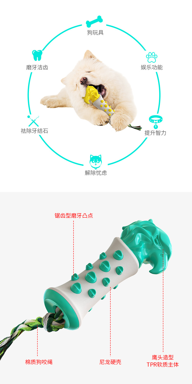Pet Supplies Factory Home New Hot Amazon Cross-Border Molar Rod Dog Toothbrush Dog Toy Bite-Resistant Food Dropping Ball