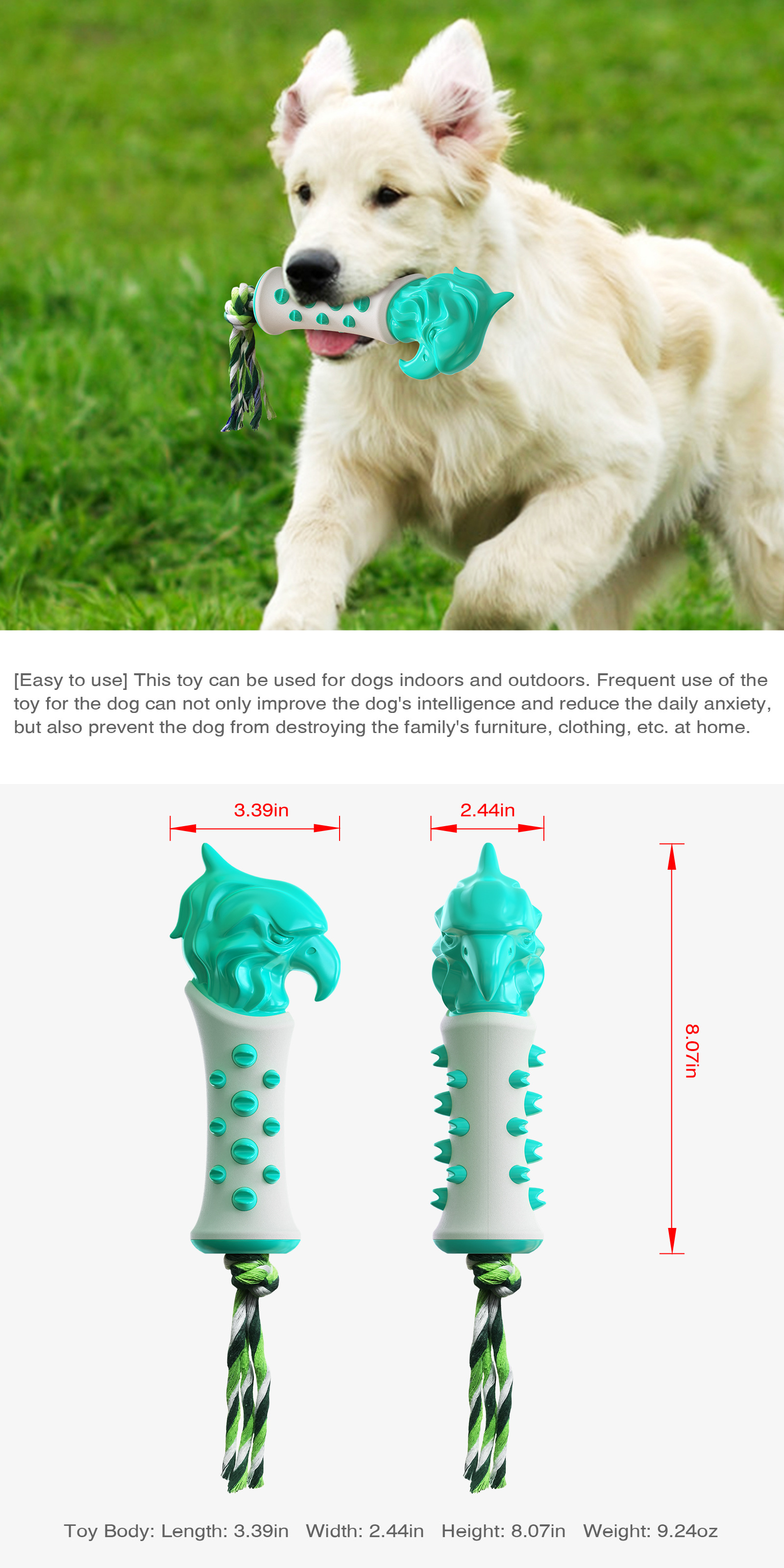 Pet Supplies Factory New Popular Amazon Dog Toy Truncheon Molar Rod Bite-Resistant Tooth Cleaning Dog Toothbrush
