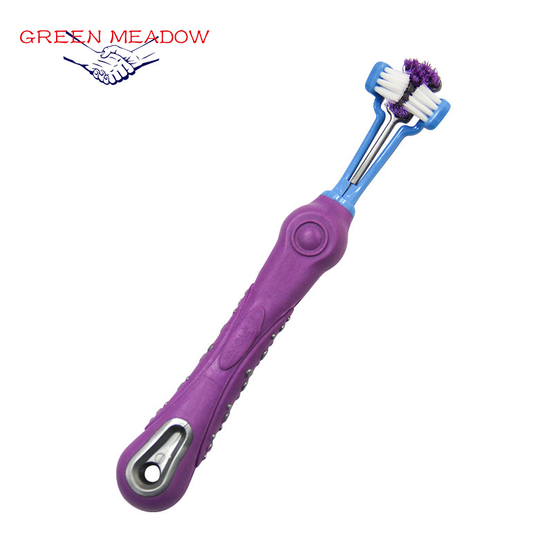 Pet Supplies Pet Toothbrush Three-Head Toothbrush Multi-Angle Cleaning Large Dog Toothbrush Factory Wholesale