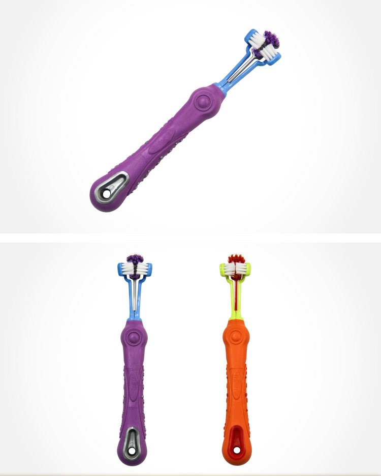 Pet Supplies Pet Toothbrush Three-Head Toothbrush Multi-Angle Cleaning Large Dog Toothbrush Factory Wholesale