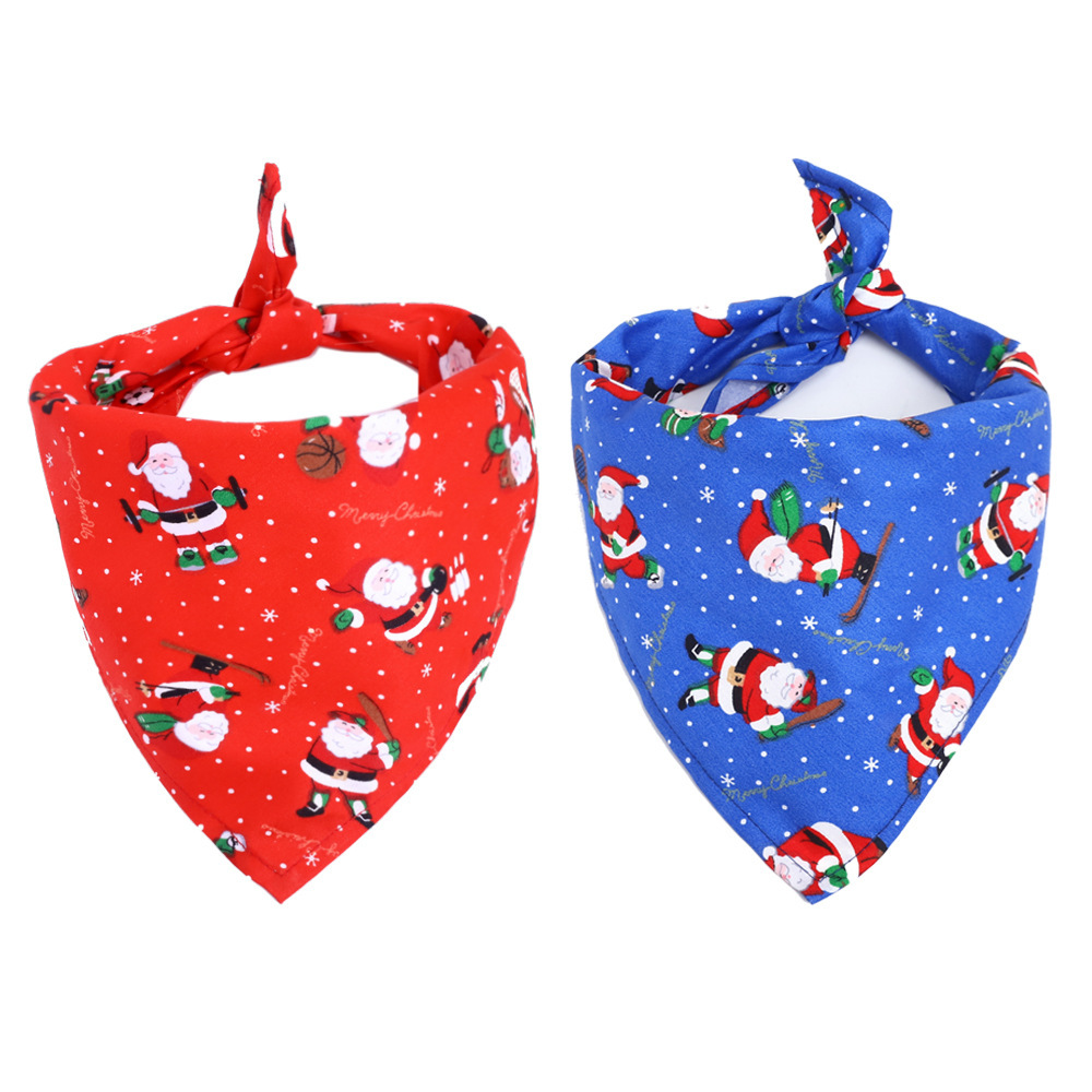 Amazon Hot Selling Christmas Pet's Saliva Towel Dog Triangle Cotton Printed Cat Scarf Scarf Scarf