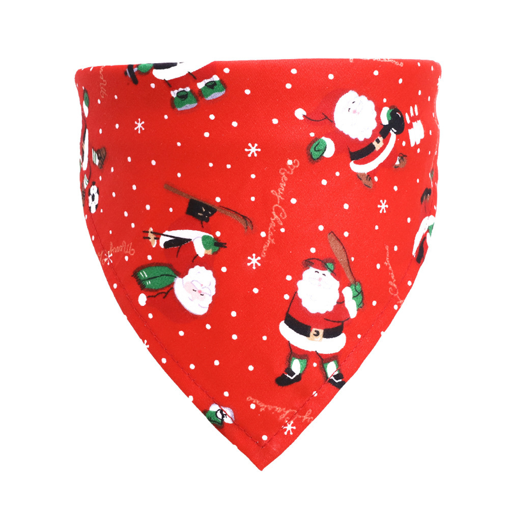 Amazon Hot Selling Christmas Pet's Saliva Towel Dog Triangle Cotton Printed Cat Scarf Scarf Scarf