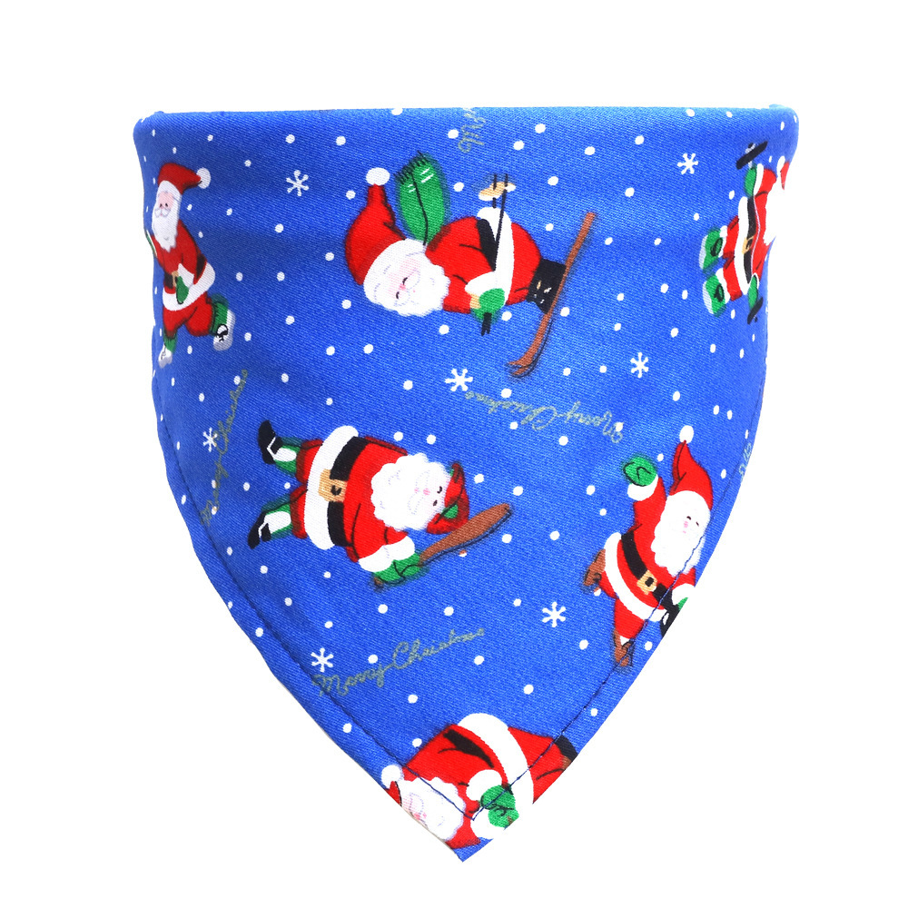 Amazon Hot Selling Christmas Pet's Saliva Towel Dog Triangle Cotton Printed Cat Scarf Scarf Scarf