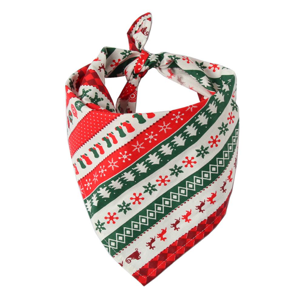 Amazon Hot Selling Christmas Pet's Saliva Towel Dog Triangle Cotton Printed Cat Scarf Scarf Scarf