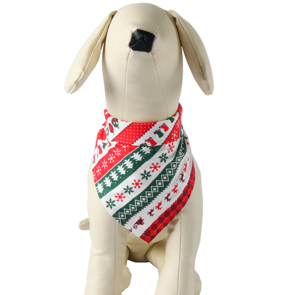 Amazon Hot Selling Christmas Pet's Saliva Towel Dog Triangle Cotton Printed Cat Scarf Scarf Scarf