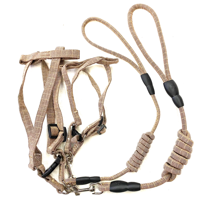 Pet Chain Plaid Cotton round Rope Chest Back Hand Holding Rope