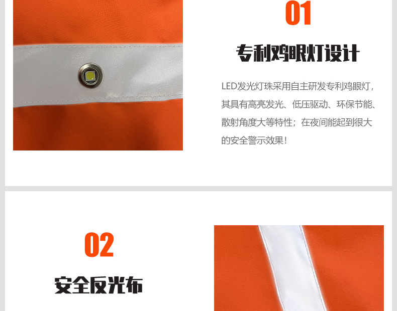 Factory Direct Sales Led Orange Luminous Pet Vest USB Rechargeable Reflective Dog Clothes Waterproof Chest Back Pet Supplies