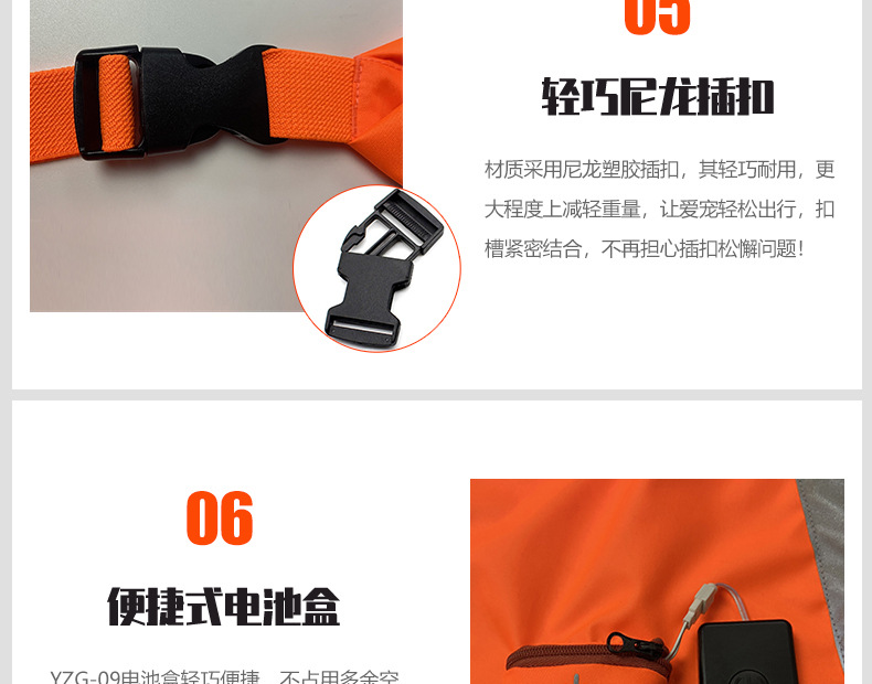 Factory Direct Sales Led Orange Luminous Pet Vest USB Rechargeable Reflective Dog Clothes Waterproof Chest Back Pet Supplies