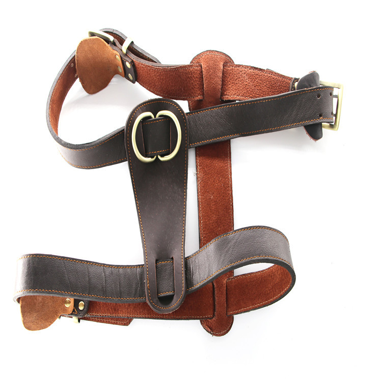 Dog Leather Chest Strap Cowhide Pet's Chest-Back Medium Large Dog Hand Holding Rope Golden Retriever/German Shepherd Factory Direct Sales Strap