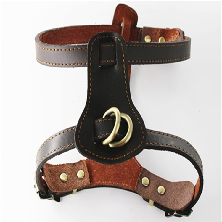 Dog Leather Chest Strap Cowhide Pet's Chest-Back Medium Large Dog Hand Holding Rope Golden Retriever/German Shepherd Factory Direct Sales Strap
