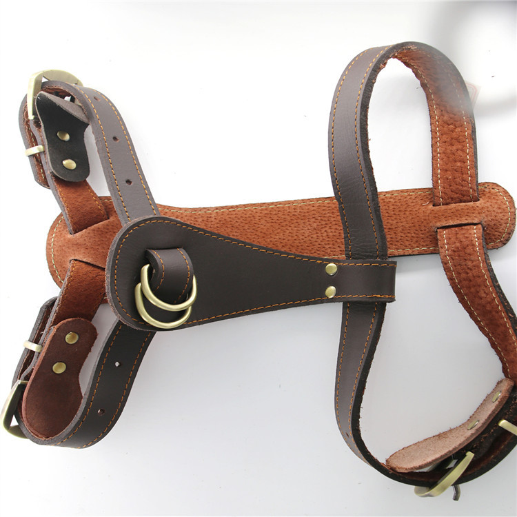 Dog Leather Chest Strap Cowhide Pet's Chest-Back Medium Large Dog Hand Holding Rope Golden Retriever/German Shepherd Factory Direct Sales Strap