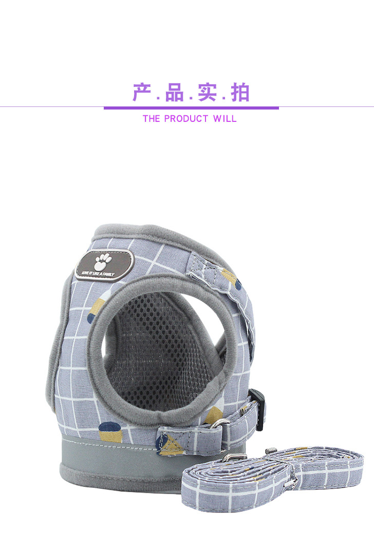 Pet Leash Vest-Style Dog Breast Strap Small and Medium-Sized Dogs Leash Cat Chest Back Currently Available Wholesale