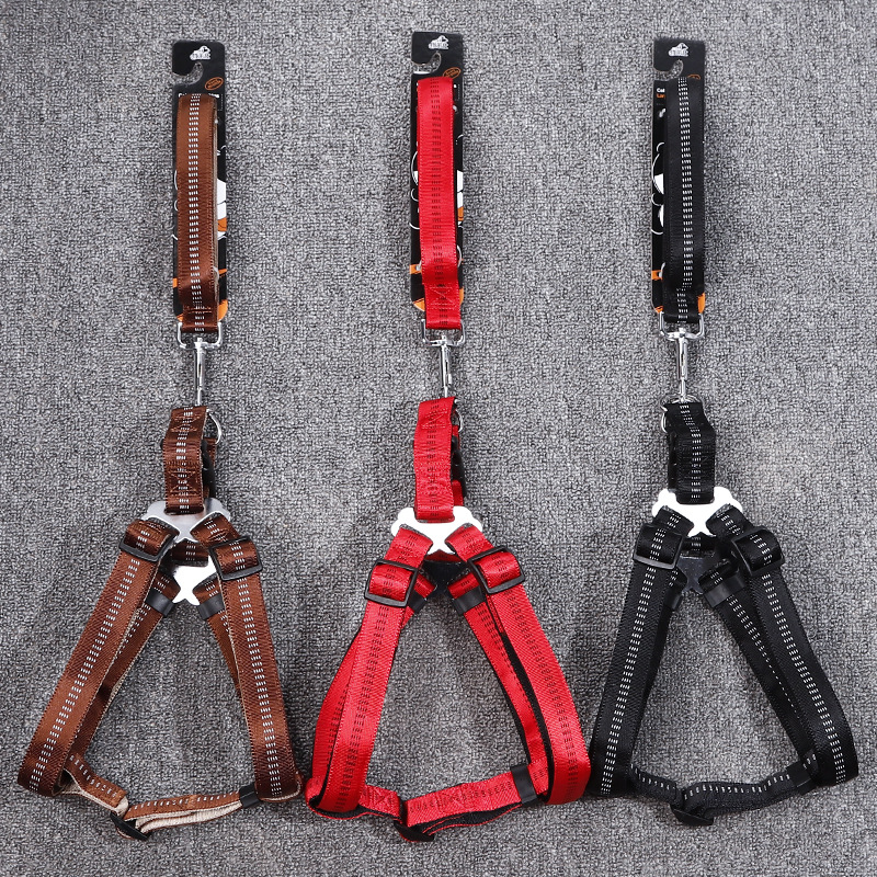 1688 Good Goods Recommended Guangdong Youlaishi Golden Panda Foam Pet Traction Belt H Type Pet's Chest-Back Type Hand Holding Rope