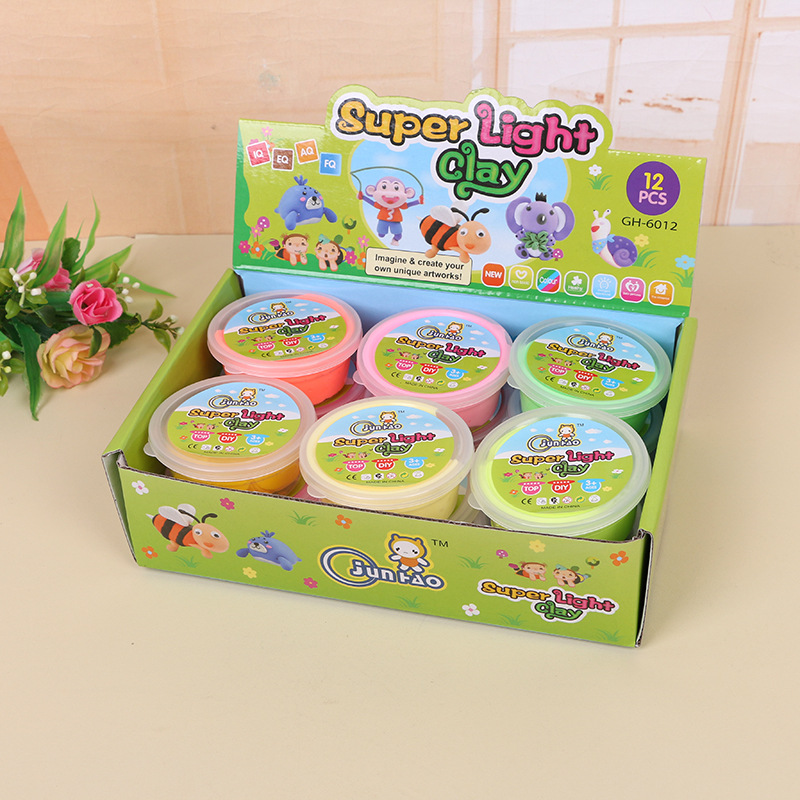 Super light clay 12 color plasticine toys children&#039;s color clay set manufacturers wholesale educational diy manual