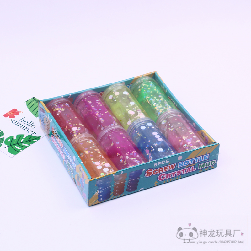 Factory Direct Sales Colorful Sequins Canned Crystal Clay Children&#039;s DIY Toy Set Clay Lime Plasticine