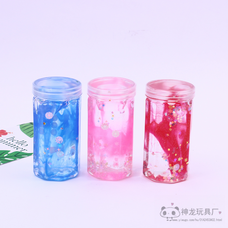 Factory Direct Sales Colorful Sequins Canned Crystal Clay Children&#039;s DIY Toy Set Clay Lime Plasticine