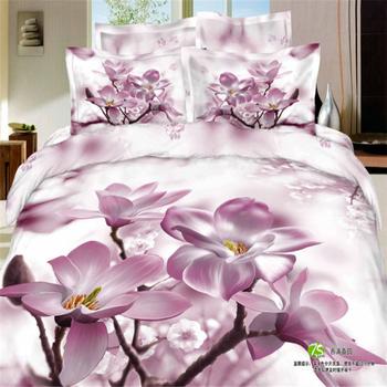 Horse blow four-piece 3D reactive dye printing of cotton four piece Super icing wedding bedding Snow Bird House textiles