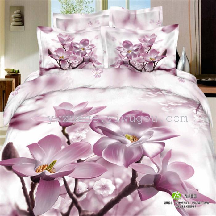 Horse blow four-piece 3D reactive dye printing of cotton four piece Super icing wedding bedding Snow Bird House textiles Horse blow four-piece 3D reactive dye printing of cotton four piece Super icing wedding bedding Snow Bird House textiles