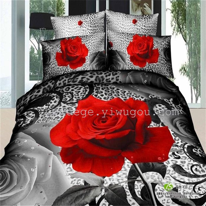 Horse blow four-piece 3D reactive dye printing of cotton four piece Super icing wedding bedding Snow Bird House textiles Horse blow four-piece 3D reactive dye printing of cotton four piece Super icing wedding bedding Snow Bird House textiles