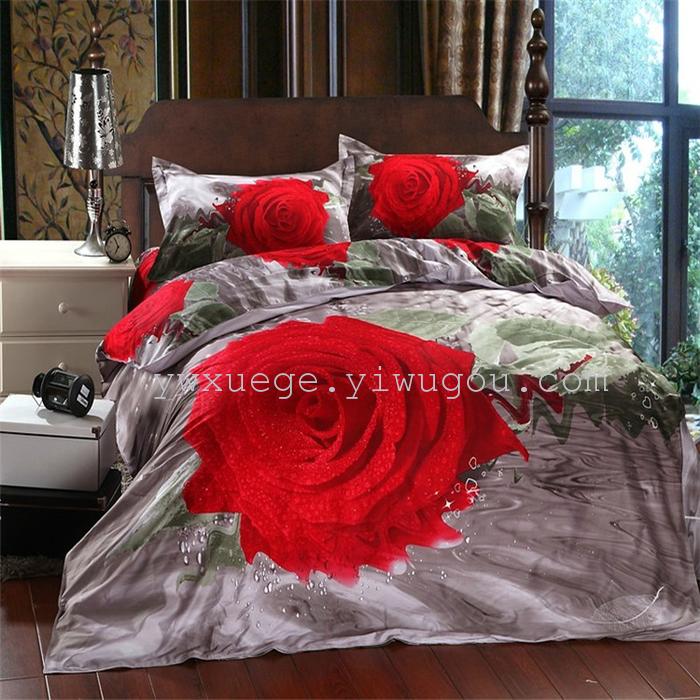 Horse blow four-piece 3D reactive dye printing of cotton four piece Super icing wedding bedding Snow Bird House textiles Horse blow four-piece 3D reactive dye printing of cotton four piece Super icing wedding bedding Snow Bird House textiles