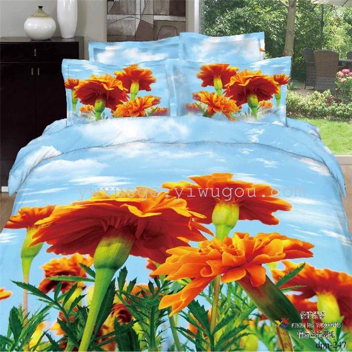 Horse blow four-piece 3D reactive dye printing of cotton four piece Super icing wedding bedding Snow Bird House textiles Horse blow four-piece 3D reactive dye printing of cotton four piece Super icing wedding bedding Snow Bird House textiles