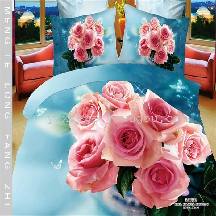Horse blow four-piece 3D reactive dye printing of cotton four piece Super icing wedding bedding Snow Bird House textiles Horse blow four-piece 3D reactive dye printing of cotton four piece Super icing wedding bedding Snow Bird House textiles