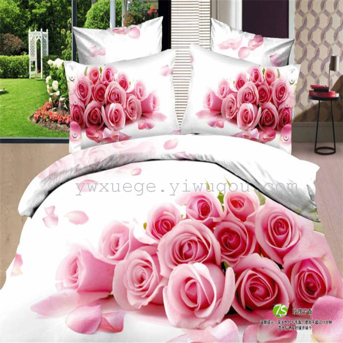 Horse blow four-piece 3D reactive dye printing of cotton four piece Super icing wedding bedding Snow Bird House textiles Horse blow four-piece 3D reactive dye printing of cotton four piece Super icing wedding bedding Snow Bird House textiles