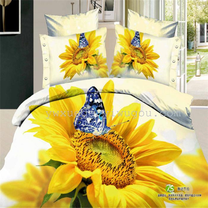 Horse blow four-piece 3D reactive dye printing of cotton four piece Super icing wedding bedding Snow Bird House textiles Horse blow four-piece 3D reactive dye printing of cotton four piece Super icing wedding bedding Snow Bird House textiles