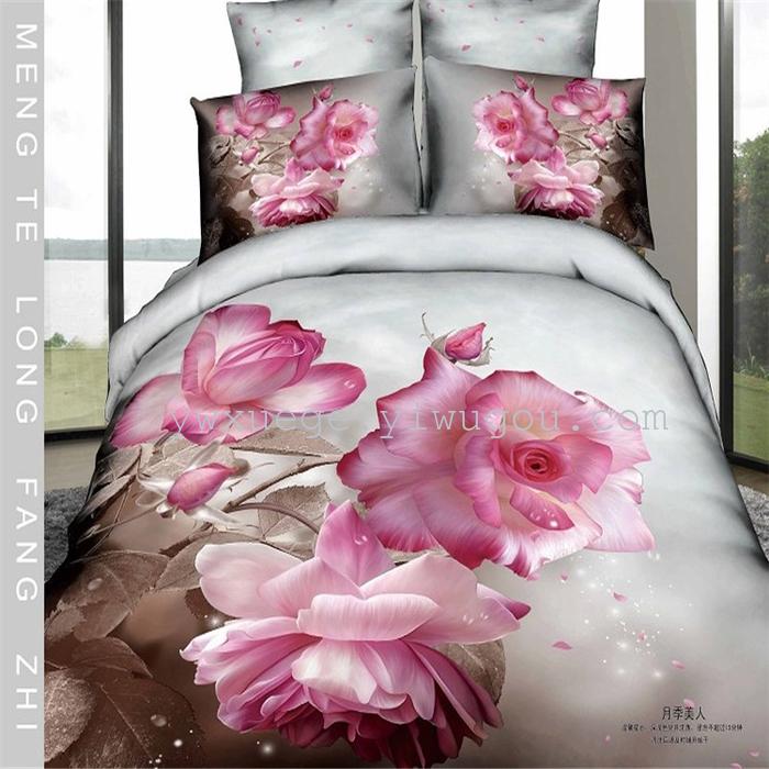 Horse blow four-piece 3D reactive dye printing of cotton four piece Super icing wedding bedding Snow Bird House textiles Horse blow four-piece 3D reactive dye printing of cotton four piece Super icing wedding bedding Snow Bird House textiles