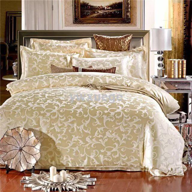 Ywxuege tiansi cotton satin-jacquard four-piece wedding bedding set olandi - milk white export