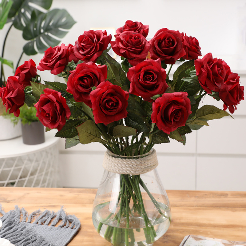 High-Grade Moisturizing Rose Home Decoration Wedding Props Hydrangea Artificial Flower Single Stem Hand Feeling 