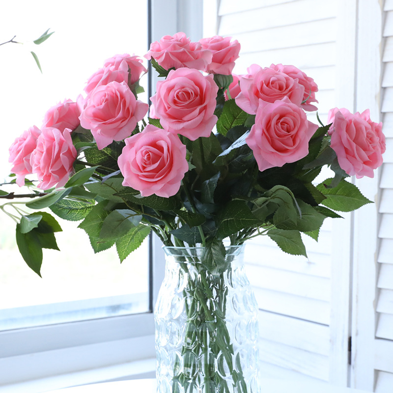 High-Grade Moisturizing Rose Home Decoration Wedding Props Hydrangea Artificial Flower Single Stem Hand Feeling 