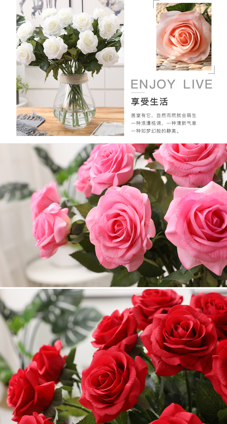 High-Grade Moisturizing Rose Home Decoration Wedding Props Hydrangea Artificial Flower Single Stem Hand Feeling 