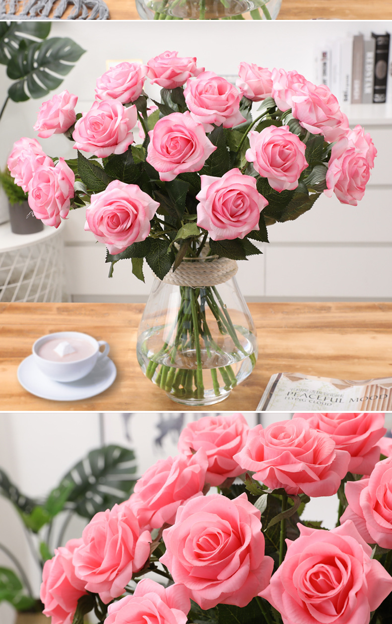 High-Grade Moisturizing Rose Home Decoration Wedding Props Hydrangea Artificial Flower Single Stem Hand Feeling 
