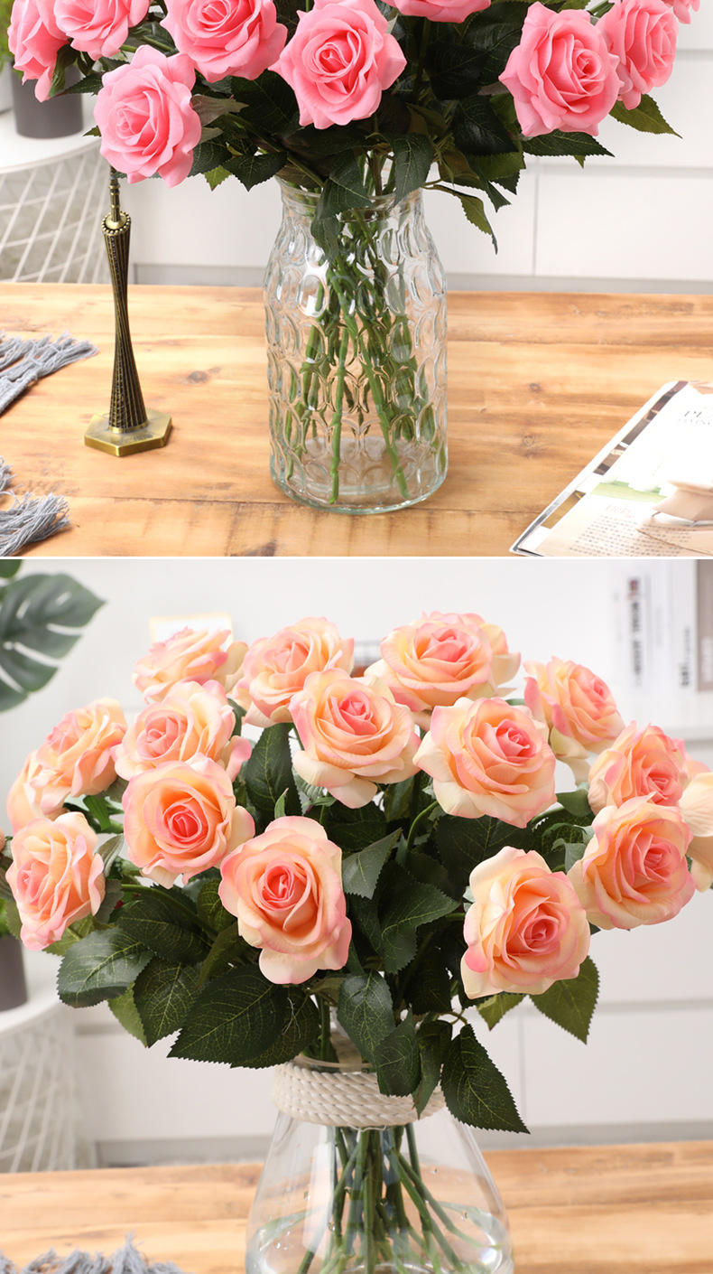 High-Grade Moisturizing Rose Home Decoration Wedding Props Hydrangea Artificial Flower Single Stem Hand Feeling 