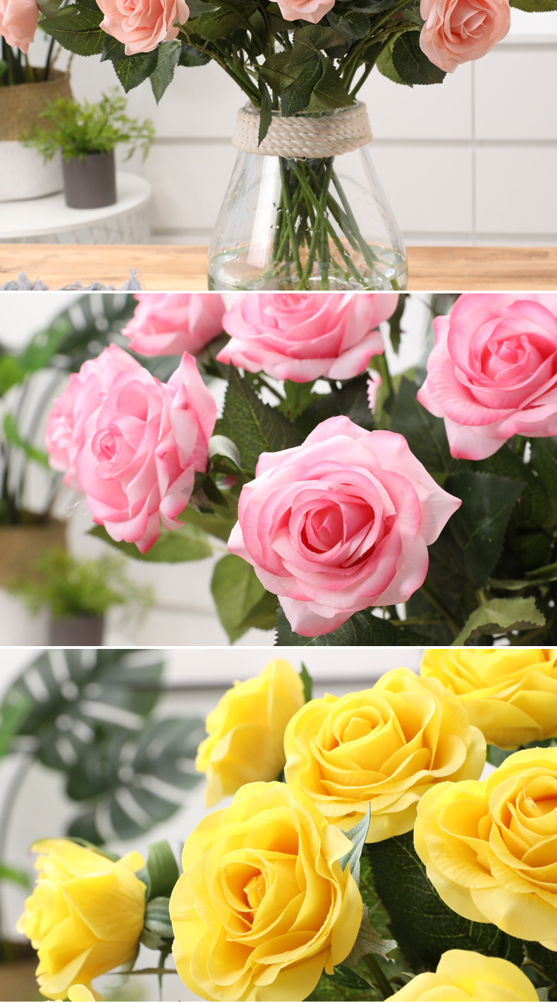 High-Grade Moisturizing Rose Home Decoration Wedding Props Hydrangea Artificial Flower Single Stem Hand Feeling 