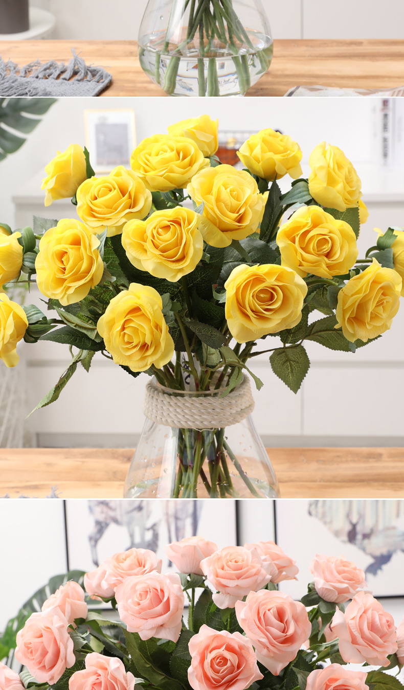 High-Grade Moisturizing Rose Home Decoration Wedding Props Hydrangea Artificial Flower Single Stem Hand Feeling 