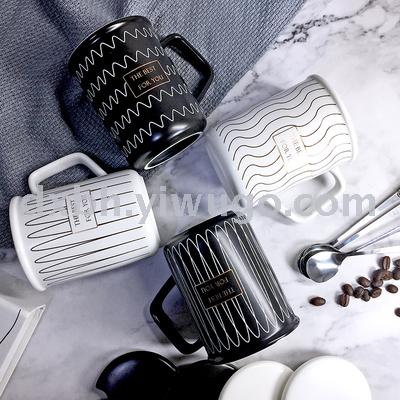 Nordic simple ceramic couple cup fashion retro home coffee mark water cup wedding gift set