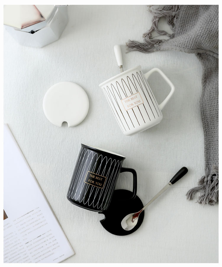 Nordic simple ceramic couple cup fashion retro home coffee mark water cup wedding gift set Nordic simple ceramic couple cup fashion retro home coffee mark water cup wedding gift set