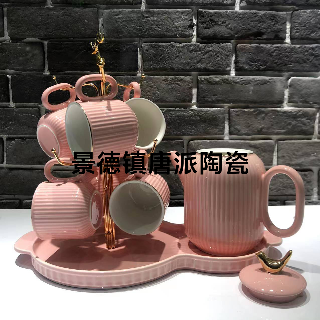 A Pot of 6 Cups Coffee Set Sets of Drinking Ware Colored Glaze New Drinking Ware Entry Lux Style Wedding Gift Ceramic Water Set Drinking Ware