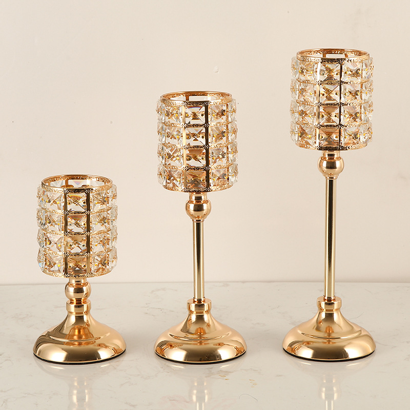 European Crystal Candlestick Iron Craft Decorations Metal Candle Holder Crafts Living Room Decoration Wedding
